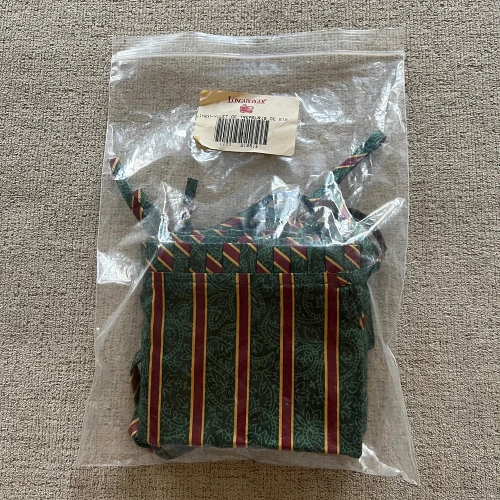 Longaberger Yuletide Treasures Green Paisley Stripe Basket Liner 21261 Christmas